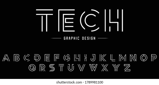 Best Line font for digital and blockchain technology. Minimal monogram slim alphabet tech fonts.