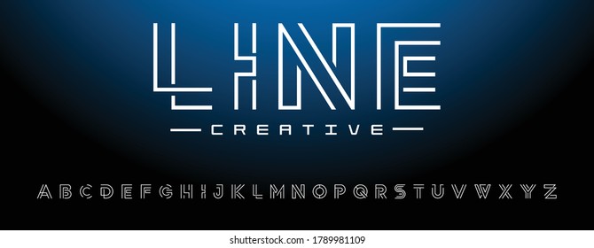 Best Line font for digital and blockchain technology. Minimal monogram slim alphabet tech fonts.
