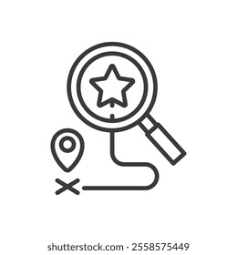 Best location, icon in line design. Best, location, destination, perfect spot, ideal place, prime area, travel on white background vector. Best location, icon in line design editable stroke icon