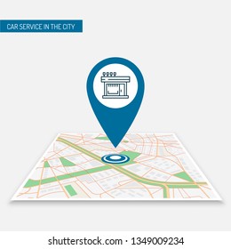 The Best Location Pin Of The Store Location On The City Map. Icon Location Of The Icon Image Of The Best Cafes In The City. Mobile Application Navigating The City With Pins Cafes, Restaurants, Shops