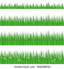 Best looking lawn 4 ideal grass heights for mowing flat horizontal banners set abstract isolated vector illustration. Grass - stock vector