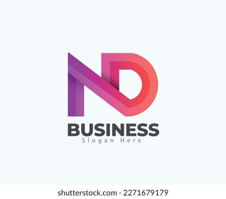 Best Looking N And D Modern Logo Design, With White Background, Simple Concept With Gradient Color. Professional Excellent Creative Minimal Letter N And D Logo Design.