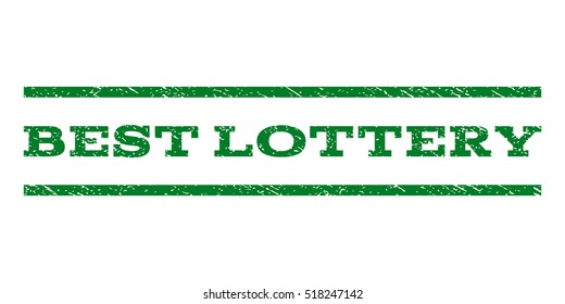 Best Lottery watermark stamp. Text tag between horizontal parallel lines with grunge design style. Rubber seal stamp with dirty texture. Vector green color ink imprint on a white background.