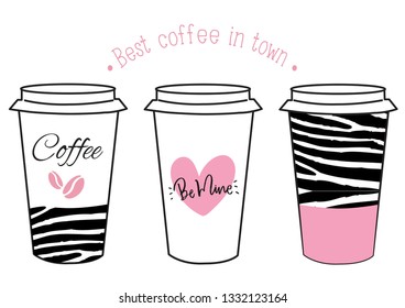 Best love a cup of coffee images. Vector illüstration. Fore notebook covers, cards, t-shirts... - Vektör