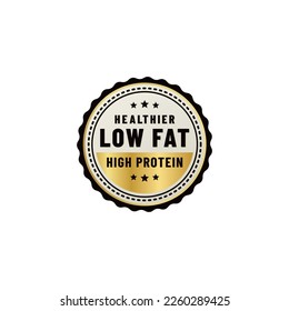Best Low Fat Label Vector or Low Fat Seal Vector on White Background. Suitable for low fat product labels. Low fat logo with simple design. Elegant stamp design for healthy product.
