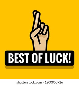 Best of Luck Fingers Crossed Vector Illustration