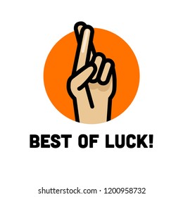 Best of Luck Fingers Crossed Vector Illustration
