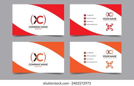 Mejor Diseño De Tarjeta De Negocios En Color Rojo Y Naranja De Lujo Y Creativo 2 Set