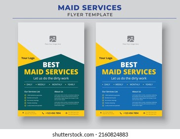 Best Maid Service poster, Maid Service Flyer Template, Housekeeping Services Flyer