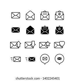 Best Mail and Envelope Set Vector Icon Design Template