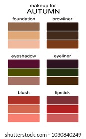 Best makeup colors for autumn type of appearance. Seasonal color analysis palette