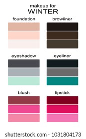 Best makeup colors for winter type of appearance. Seasonal color analysis palette