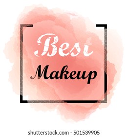 Best makeup Isolated on transparent  watercolor background with black frame vector. Concept for beauty salon, cosmetics label, cosmetology procedures, visage. Fashion design.