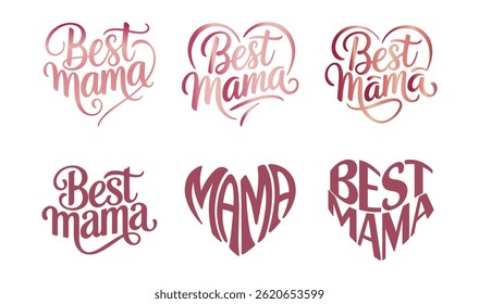 Best Mama Typography Set Vector