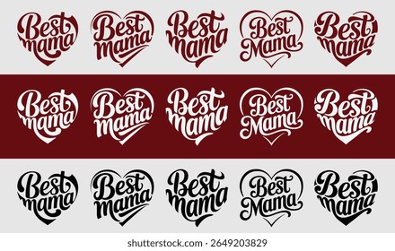 Melhor Tipografia Mama Set Vetor Design