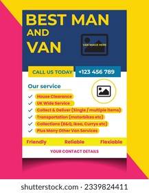 Best man and van service flyer design template layout