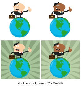 The Best Manager On The World. Flat Style Vector Collection Set