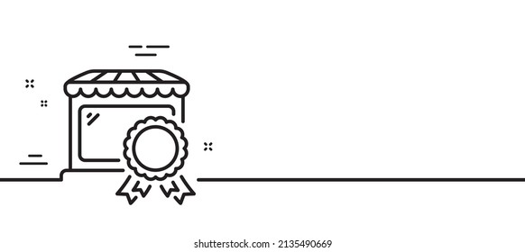 Best market line icon. Certified store sign. Retail marketplace award symbol. Minimal line illustration background. Best market line icon pattern banner. White web template concept. Vector