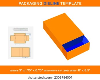 Best match box, Dieline Template, 3 x 1.75 x 0.75 inch,