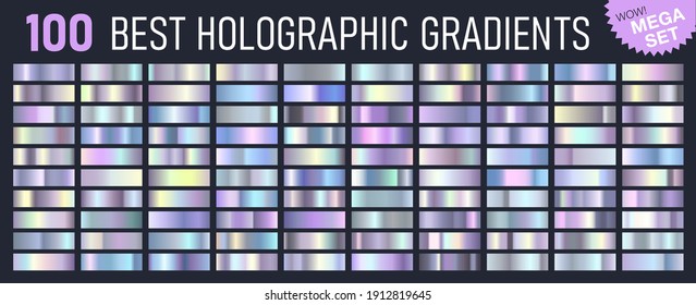 Best mega set Trendy gradients  consisting collection 100 holographic glossy rectangles  Abstract Template for Social Media Design  Rainbow gradient