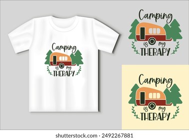 The best memories are made camping. Cuttable vector illustration. Camping concept with t-shirt mockup