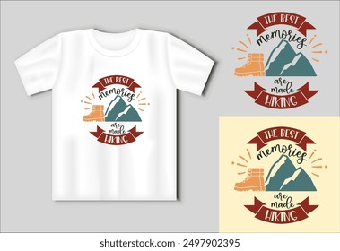 The best memories are made camping. Camping vector quotes. Camping concept with t-shirt mockup