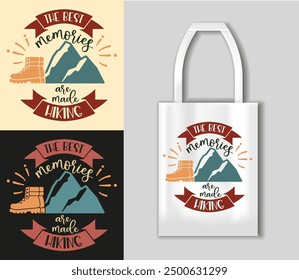 The best memories are made camping. Camping vector quotes. Camping concept with tote bag mockup