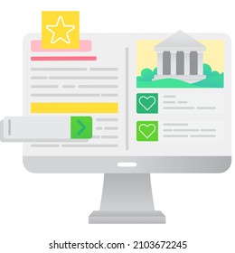 Best memories search on computer vector icon. Personal data information and good vibes storage on virtual platform