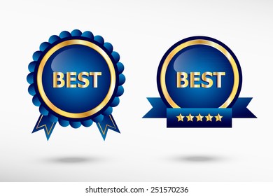 Best message stylish quality guarantee badges. Blue colorful promotional labels
