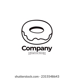 El Mejor Logotipo Mínimo Para Un Donuts Con Un Vidrio. Icono Del Vector De Donuts Icono Imagen Clip Art. Color Negro Donuts Con Linea Art, Icono Donuts Comida Con Fondo Blanco.
