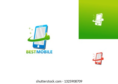 Best Mobile Logo Template Design Vector. Emblem, Design Concept. Creative Symbol Icon.