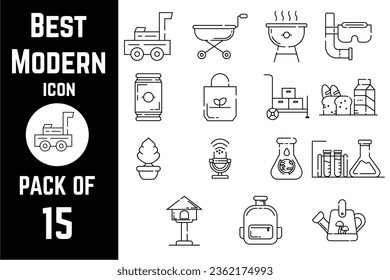 Best Modern items icon pack bundle lineart vector template