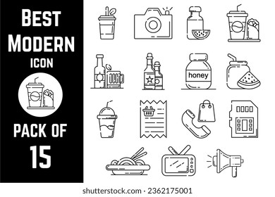 Best Modern items icon pack bundle lineart vector template