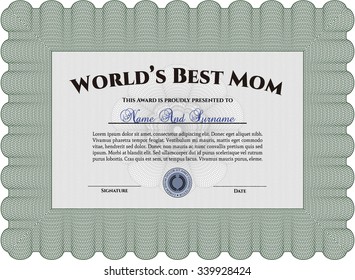 Best Mom Award. Artistry design. With guilloche pattern. Vector illustration.