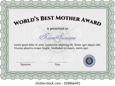 Best Mom Award. Beauty design. Customizable, Easy to edit and change colors.Printer friendly. 