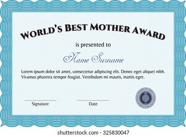 Best Mom Award. Beauty design. Detailed.With background. 