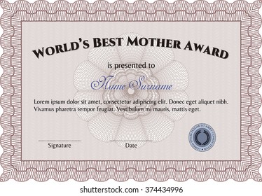 Best Mom Award. Border, frame. With quality background. Superior design. 