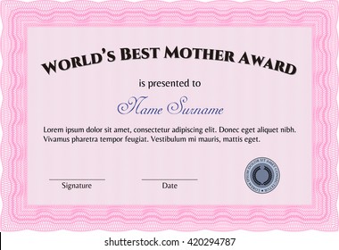 Premio a la mejor mamá. Borde, marco. Con un fondo de calidad. Diseño superior. 