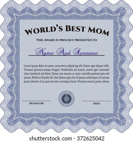 Best Mom Award. Complex background. Vector illustration.Complex design. 