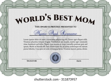 Premio a la mejor mamá. Diseño complejo. Borde, marco.Impresora amigable. 