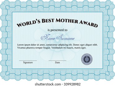 Best Mom Award. Detailed.Superior design. Complex background. 