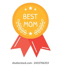 Best mom award, gold medal for mother. Reward, gift, present for mama. Budge and label. Perfect for Mothers day gifts, greeting cards, appreciation, decoration. Thank you gift for lovely mother.