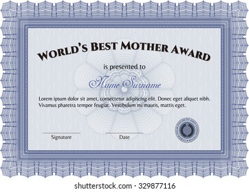 Best Mom Award. Printer friendly. Nice design. Border, frame.
