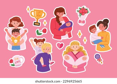 Best mom cute stickers set