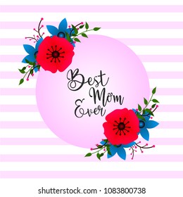 Best mom ever flower bokeh card, template and poster design and illustration. vector illustration of mother's day.