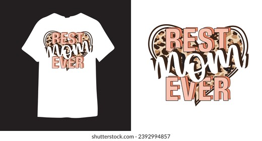 Best mom ever T-shirt Design | Vintage Mom typography t shirt design| Mother's Day T-shirt Design Idea | Mom Designs | Retro Hippy Mom T-shirt- Mama Leopard Png - leopard mama t shirt design 