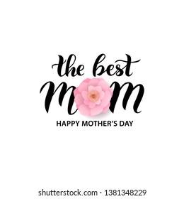 Best Mom Hand Lettering Text Pink Stock Vector (Royalty Free ...