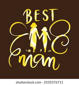 Best Mom" es un tema sincero que celebra el amor y la dedicación de las madres. Se puede expresar a través de tipografía, Arte vectorial de silueta e ilustraciones, Estilo de Vector de silueta.