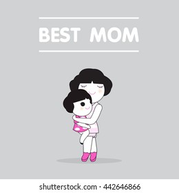 Best Mom Mother's Day Card Character illustration