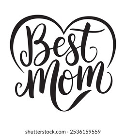 BEST MOM SILHOUETTE VECTOR BLACK AND WHITE DESIGN